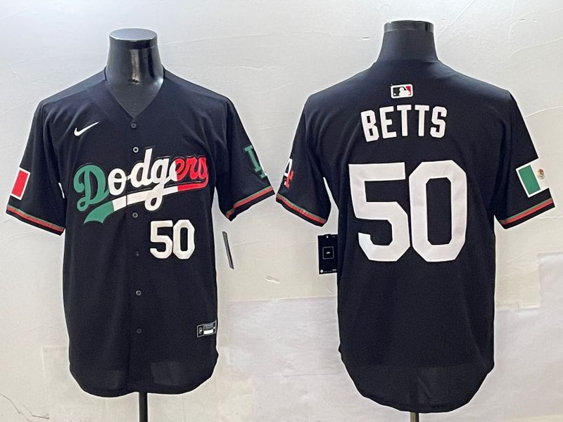 Men Los Angeles Dodgers #50 Betts Black Mexico Nike 2025 MLB Jersey style 5